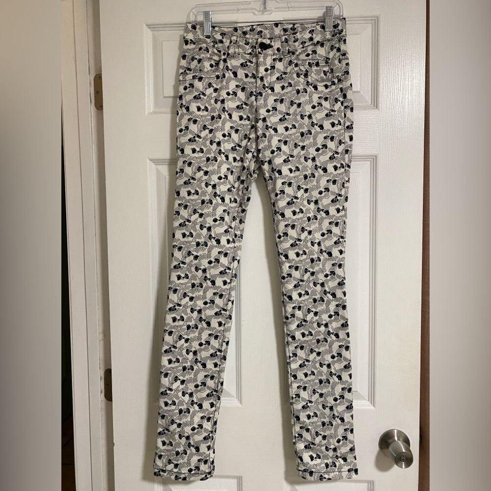 H&M Black and White Patterned Skinny Jeans